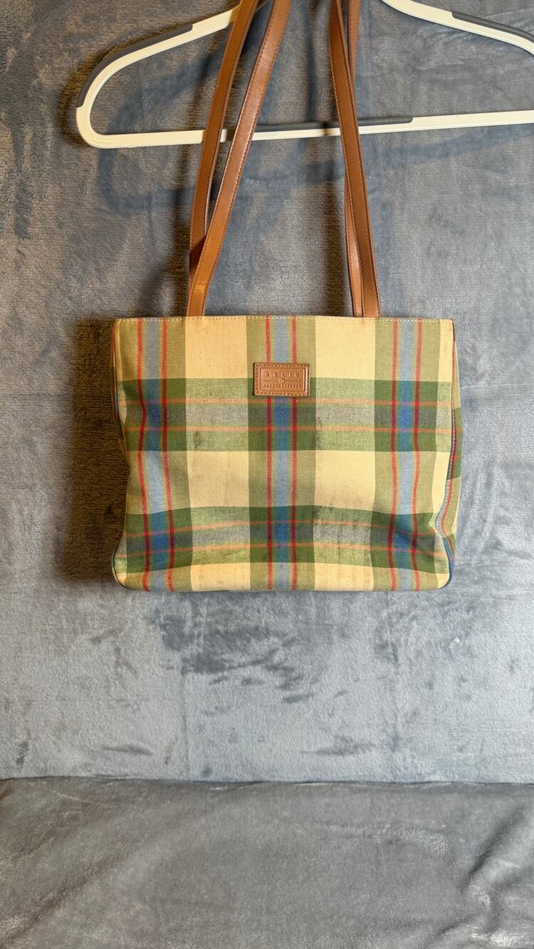 Relic by Fossil RL7853 Plaid Canvas Tote Shoulder Bag Tan Multicolor